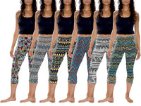 Womens 3 Pack & 6 Pack Buttery Soft Brushed Active Stretch Yoga Cropped Capri Skinny Pant Leggings