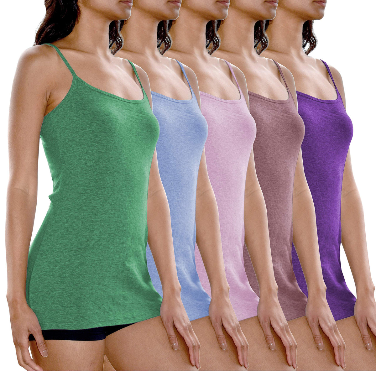 5 Pack Women's Cotton Adjustable Spaghetti Strap Camisole