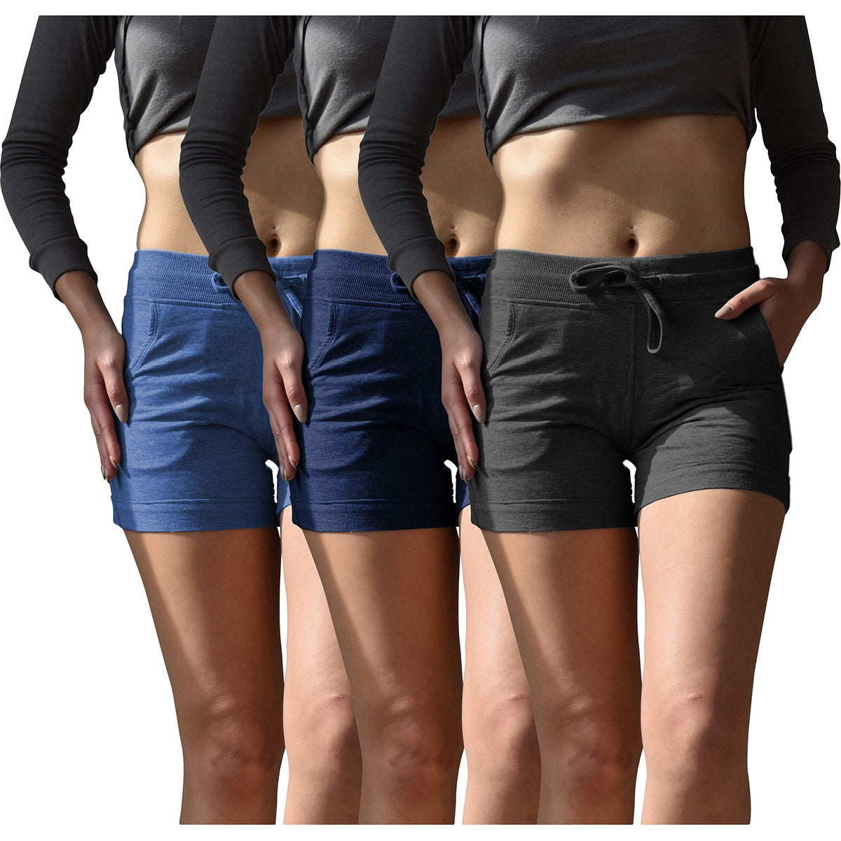 3 Pack Women's French Terry Drawstring Casual Shorts