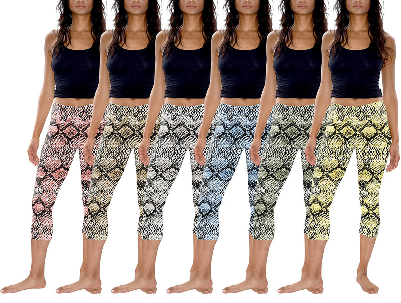 Womens 3 Pack & 6 Pack Buttery Soft Brushed Active Stretch Yoga Cropped Capri Skinny Pant Leggings