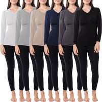 6 Pack Women's V-Neck Base Layer Long Sleeve Top