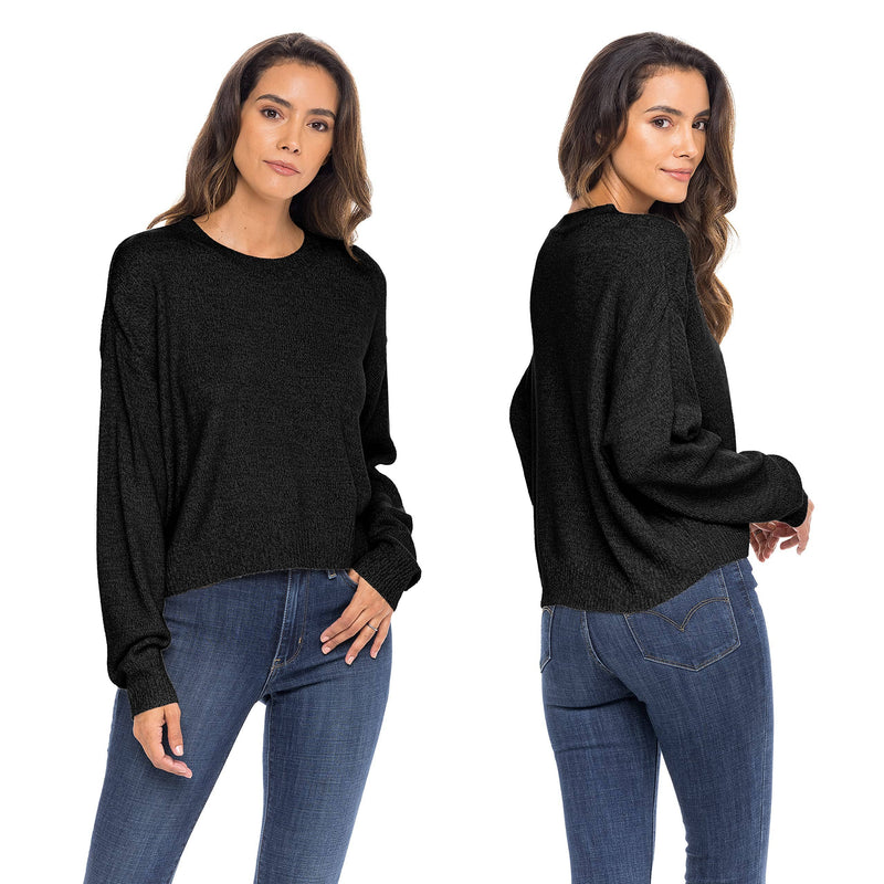 Sexy Basics Women's Long-Sleeve Midweight Cozy Crewneck Sweater | Multi Packs