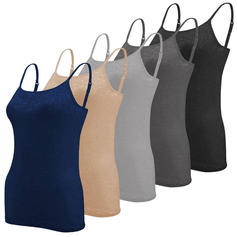 5 Pack Women's Adjustable Spaghetti Strap Camisole