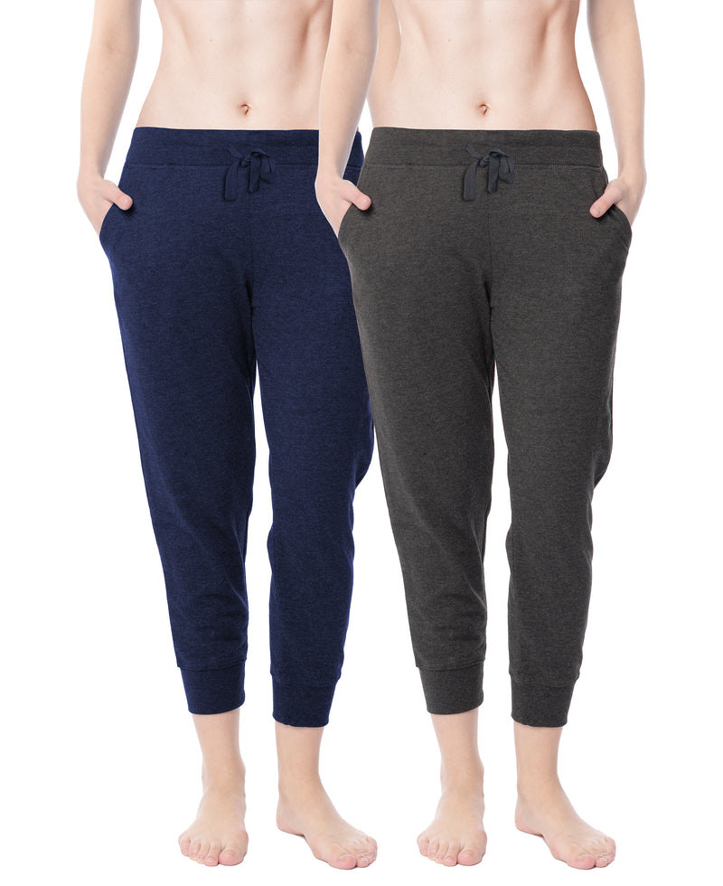 2 Pack Women's French Terry Jogger Capri Sweatpants