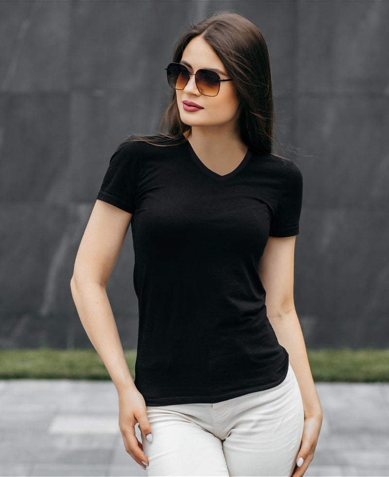 Women's Cotton V-Neck Short Sleeve T-Shirt