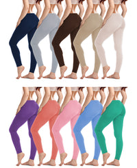 6 Pack Women's Cotton-Spandex Full-Length Leggings