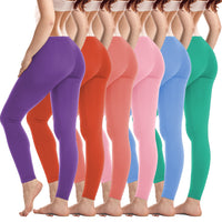 6 Pack Women's Cotton-Spandex Full-Length Leggings