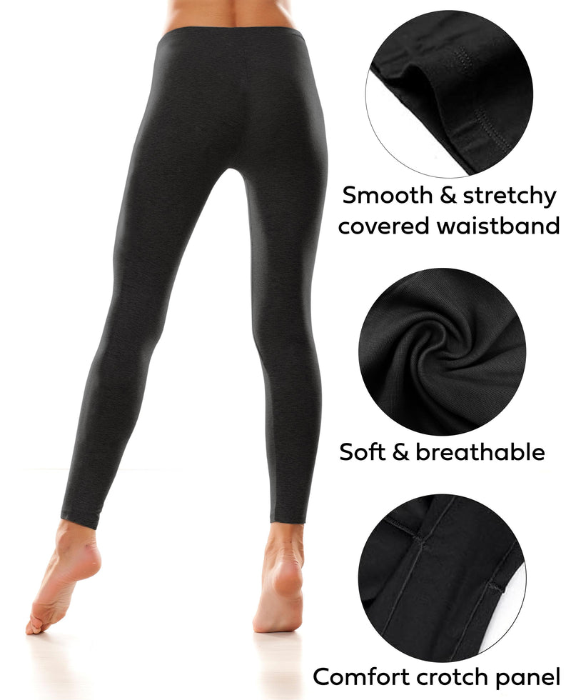 6 Pack Women's Cotton-Spandex Full-Length Leggings