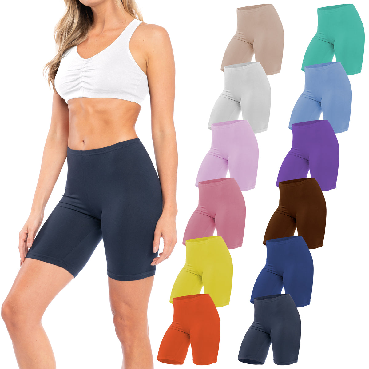 Women's Buttery Soft Brushed Active Bike Short Boxer Briefs - Pack of 3, 6, 12