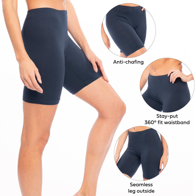 Women's Buttery Soft Brushed Active Bike Short Boxer Briefs - Pack of 3, 6, 12