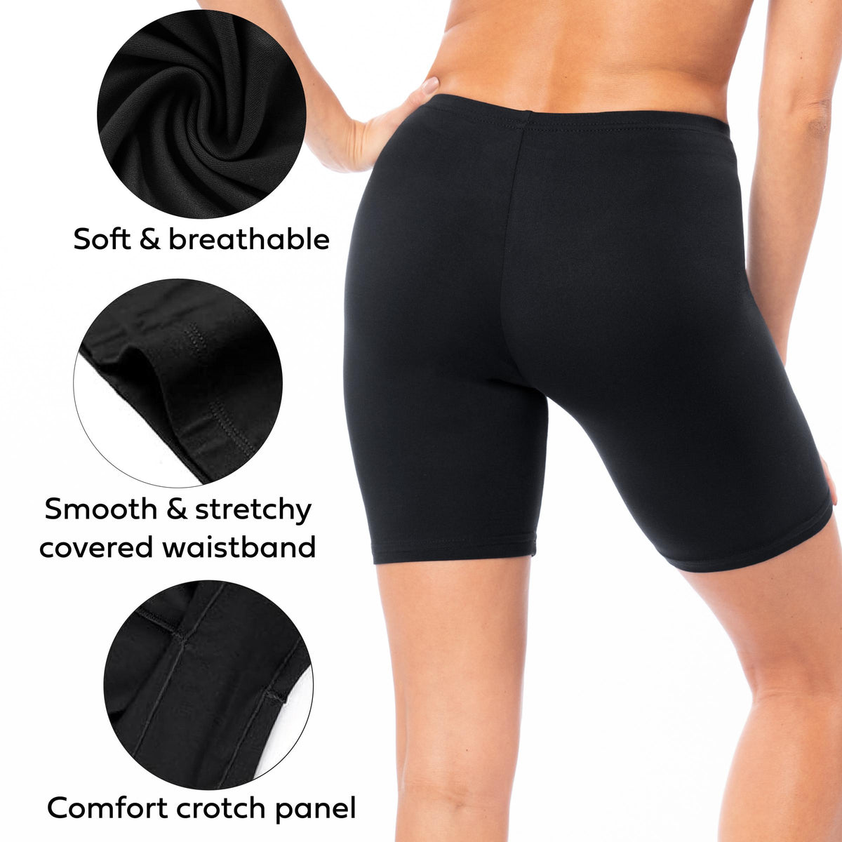 Women's Buttery Soft Brushed Active Bike Short Boxer Briefs - Pack of 3, 6, 12