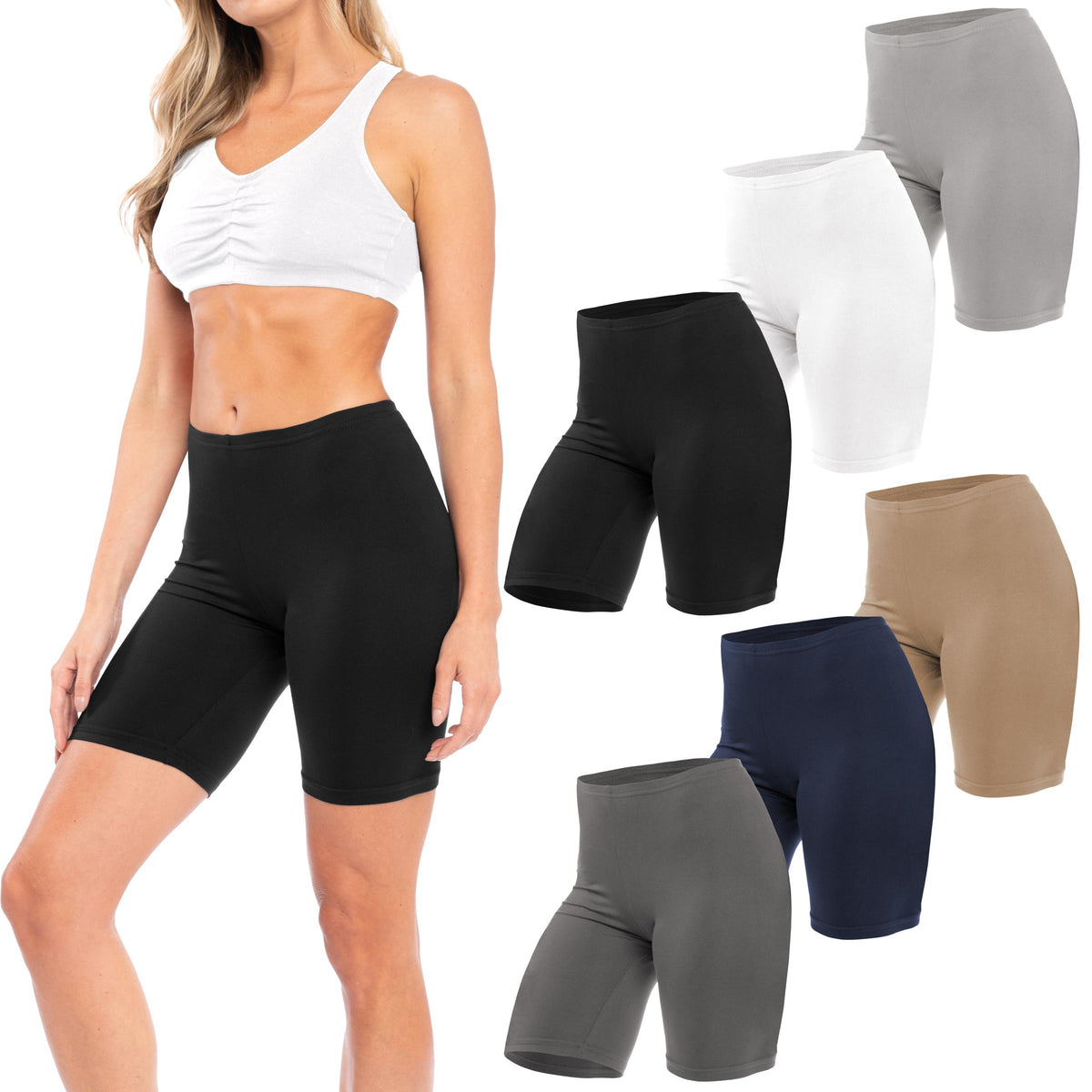 Women's Buttery Soft Brushed Active Bike Short Boxer Briefs - Pack of 3, 6, 12