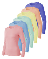 6 Pack Women's Scoop Neck Base Layer Long Sleeve Top
