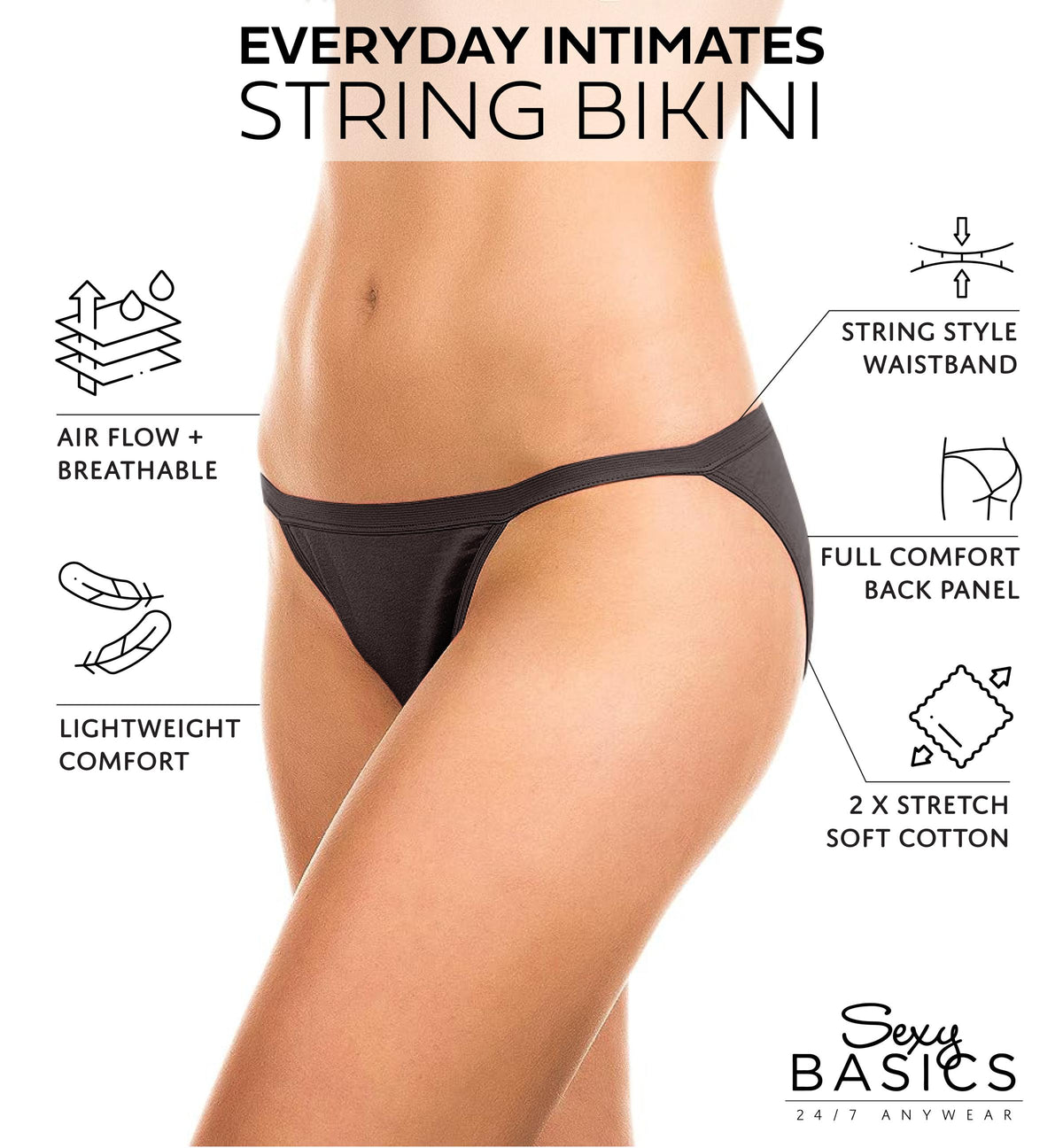 Womens 12 Pack & 18 Pack String Bikini Briefs | 100% Cotton