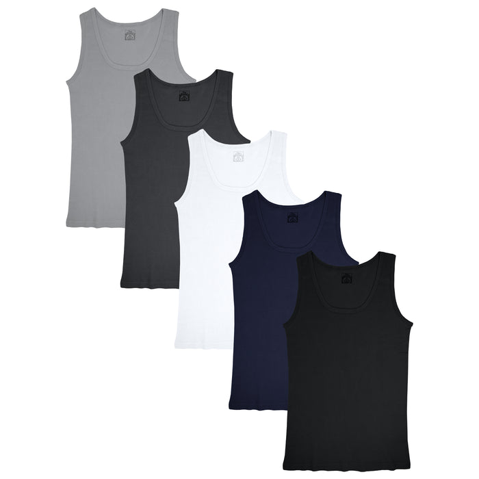 Women's Knit Rib Tank Tops | Lightweight Cotton Blend Sport Cami | Multi Pack Colors