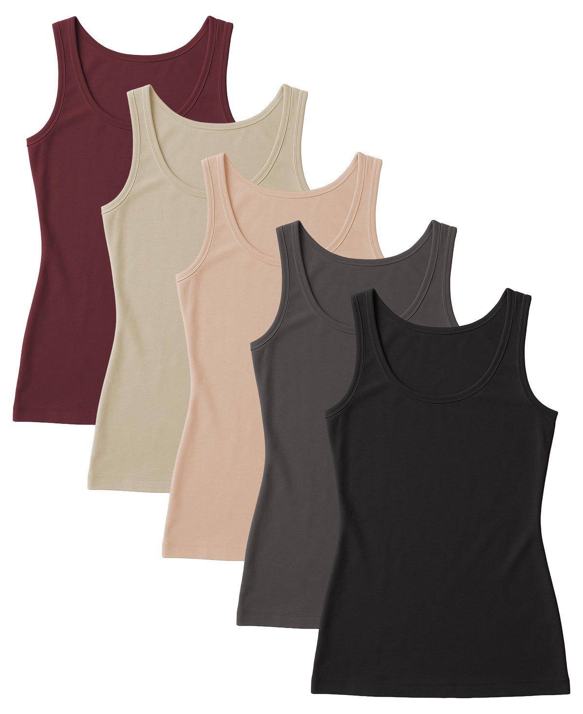 5 Pack Women's Sport Cotton-Spandex Tank Top