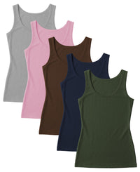 5 Pack Women's Sport Cotton-Spandex Tank Top