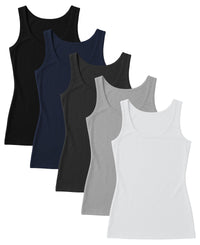 5 Pack Women's Sport Cotton-Spandex Tank Top