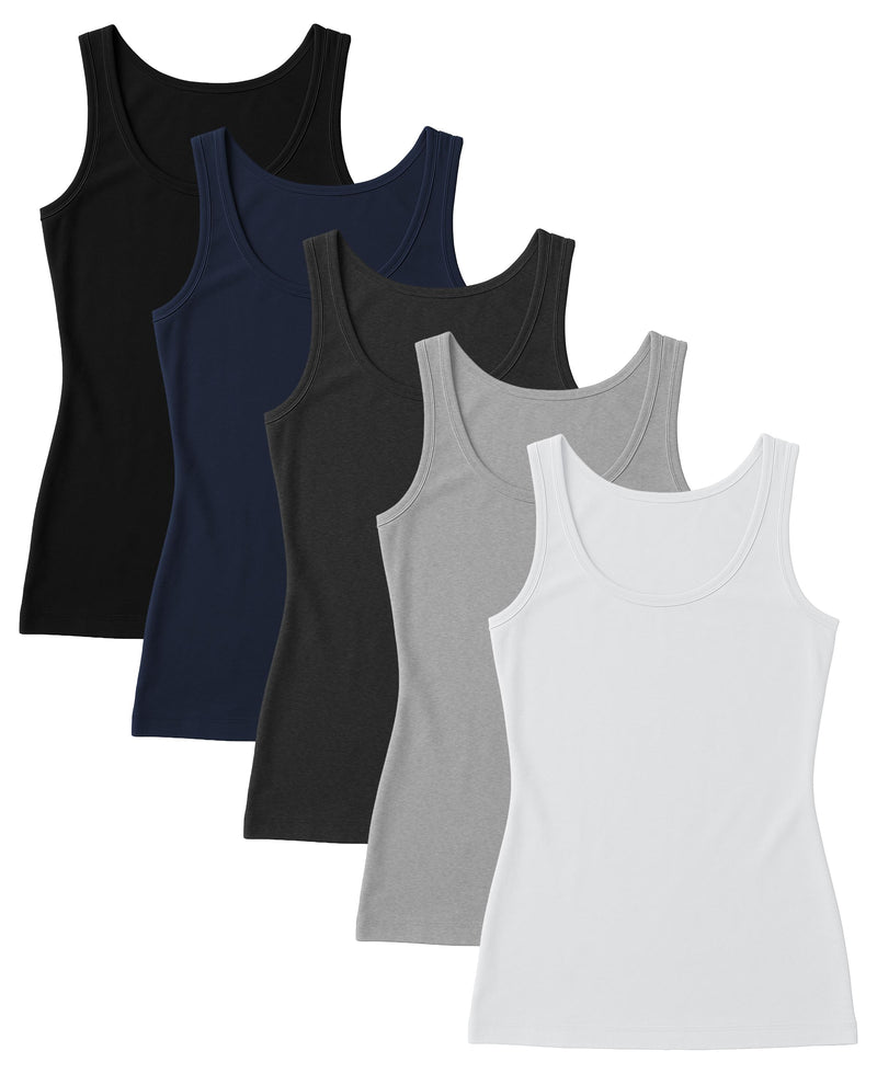 5 Pack Women's Sport Cotton-Spandex Tank Top