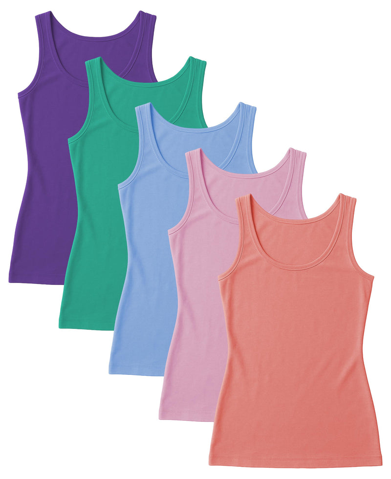 5 Pack Women's Sport Cotton-Spandex Tank Top