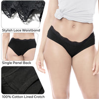 10 Pack Women's Lace Trim Cotton Hipster Panties