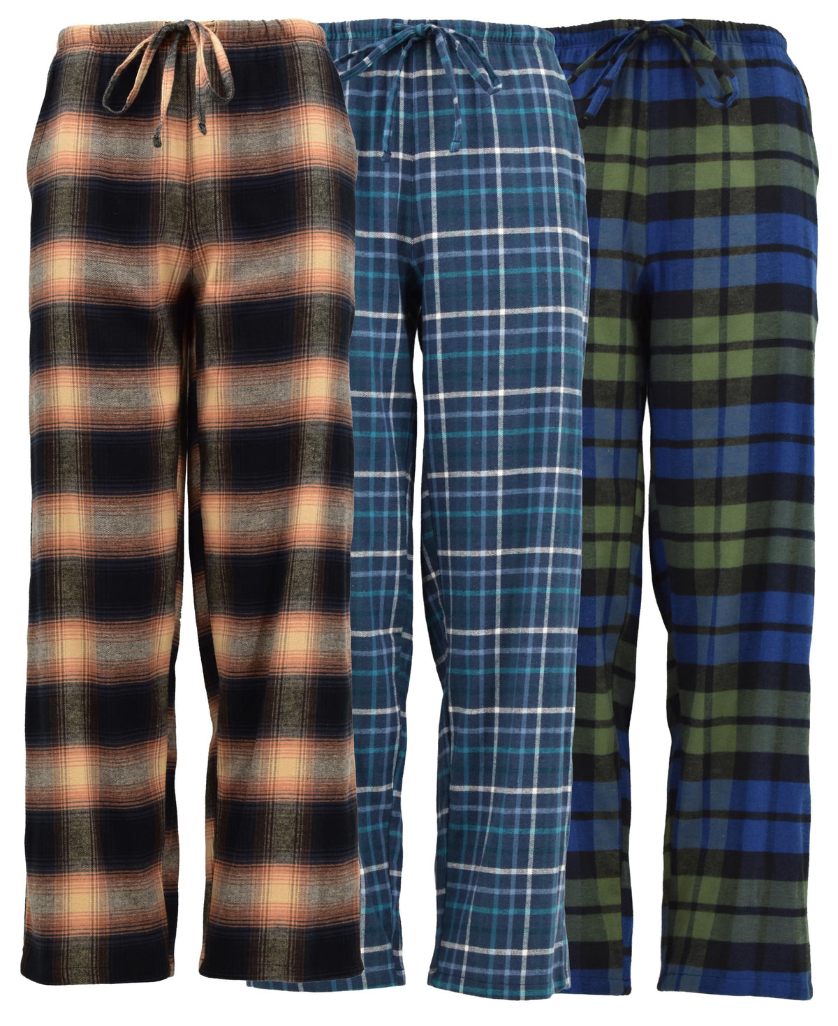 3 Pack Women's Cotton Flannel Plaid Drawstring Lounge Pants