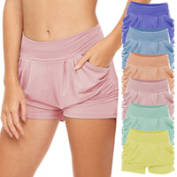 6 Pack Women's High Waisted Harem Shorts with Pockets