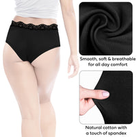 10 Pack Women's Lace Trim Cotton Boyshort Briefs