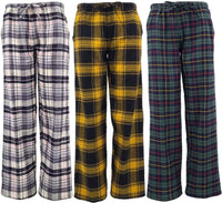 3 Pack Women's Cotton Flannel Plaid Drawstring Lounge Pants