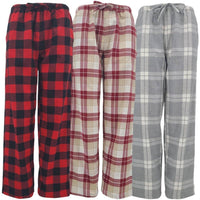 3 Pack Women's Cotton Flannel Plaid Drawstring Lounge Pants