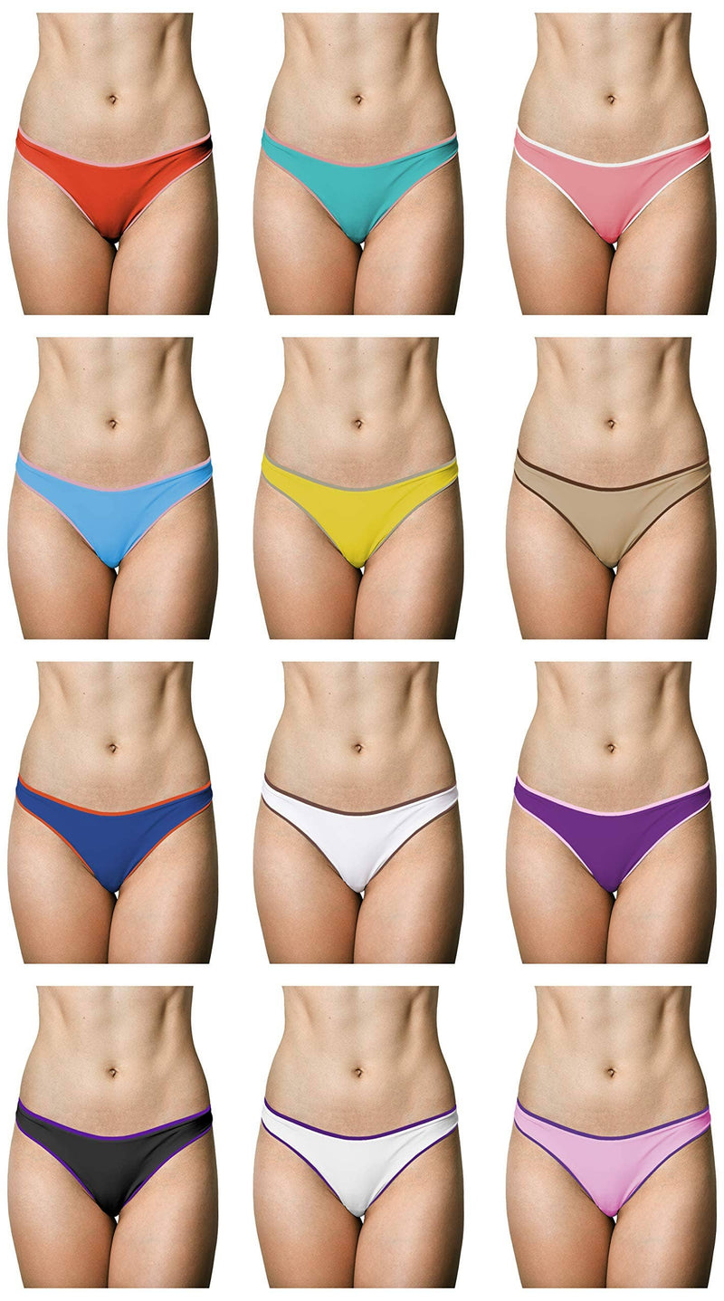 Sexy Basics Women’s Cotton Stretch Bikini Panty- Pack of 12