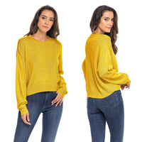 Sexy Basics Women's Long-Sleeve Midweight Cozy Crewneck Sweater | Multi Packs