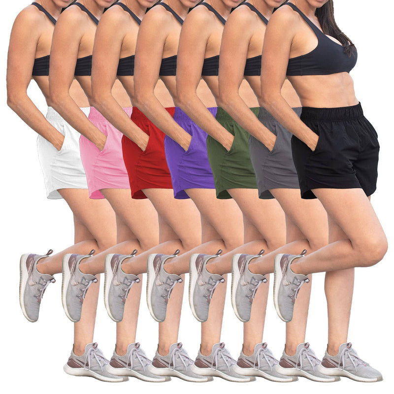 7 Pack Women's Athletic Quick-Dry Running Shorts With Pocket