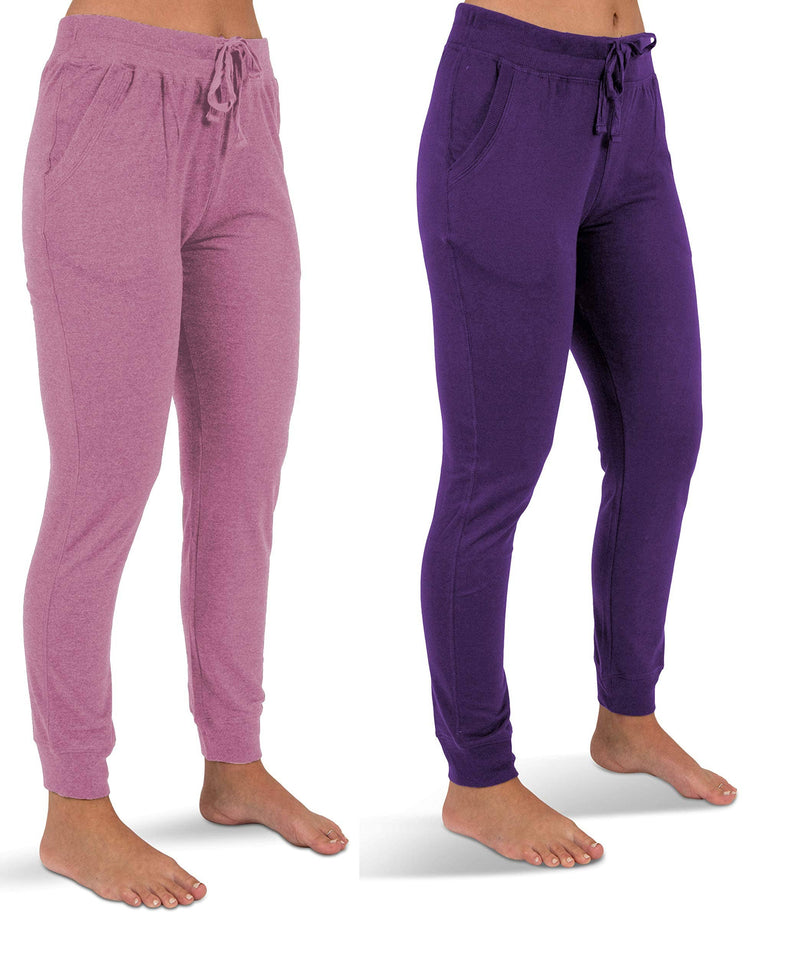 Sexy Basics Women's 2 Pack Soft French Terry Fleece Jogger Sweatpants