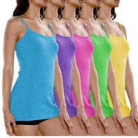 5 Pack Women's Cotton Adjustable Spaghetti Strap Camisole