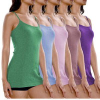 5 Pack Women's Cotton Adjustable Spaghetti Strap Camisole