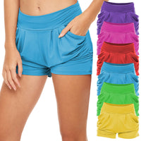 6 Pack Women's High Waisted Harem Shorts with Pockets