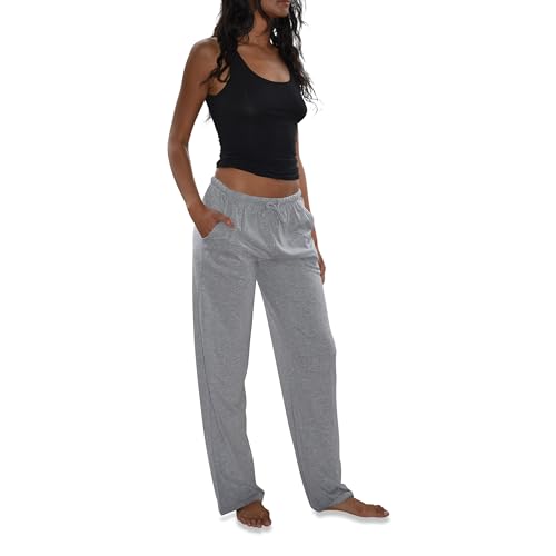Sexy Basics Women's 3 Pack Soft Flex-Cotton Knit Pajama Pants/Lounge Pants/Sleep Pants