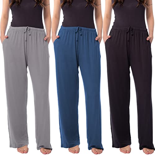 Women's 3 Pack Super Soft Drawstring Yoga Lounge PJ Sleep Pants