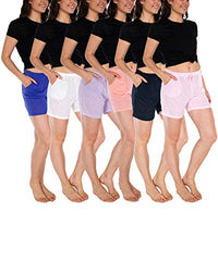 6 Pack Women's Casual Poly-Slub Semi-Sheer Shorts