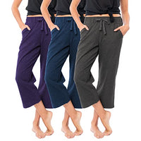 3 Pack Women's French Terry Drawstring Capri Sweatpants