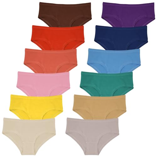 Sexy Basics Women's 12 Pack Cotton Spandex Flexible Fit Hipster Panties