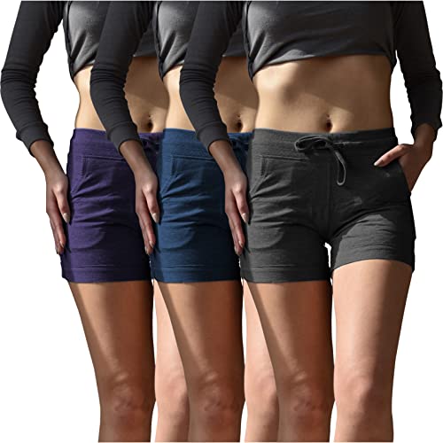 3 Pack Women's French Terry Drawstring Casual Shorts