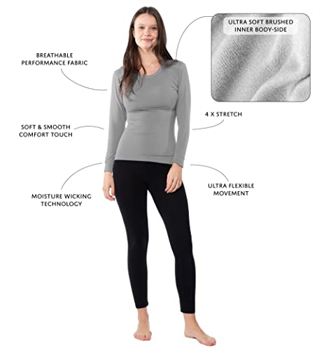 6 Pack Women's Scoop Neck Base Layer Long Sleeve Top