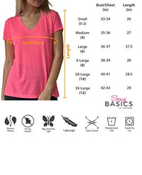 Women's Everyday Flowy Slub Burnout Active Casual Workout V Neck T Shirt Tops- 6 Pack