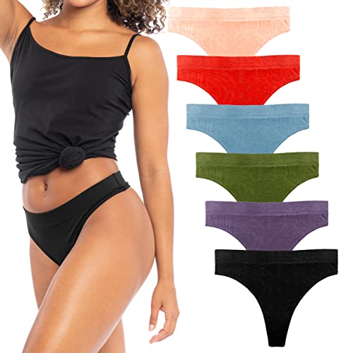 Sexy Basics Women's Sport Thong Panties | Workout Flex Bikini Hi Waist Underwear - Multi Packs