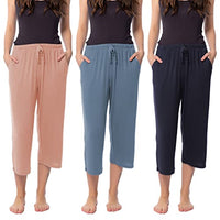 Sexy Basics 24/7 Anywear Women's 3 Pack Relaxed Flowy Capri Cropped Yoga Lounge Pants