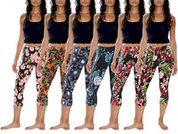 Womens 3 Pack & 6 Pack Buttery Soft Brushed Active Stretch Yoga Cropped Capri Skinny Pant Leggings