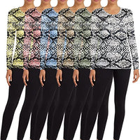 6 Pack Women's Scoop Neck Base Layer Long Sleeve Top