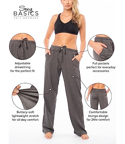 3 Pack Women's Buttery Soft Drawstring Lounge Pants